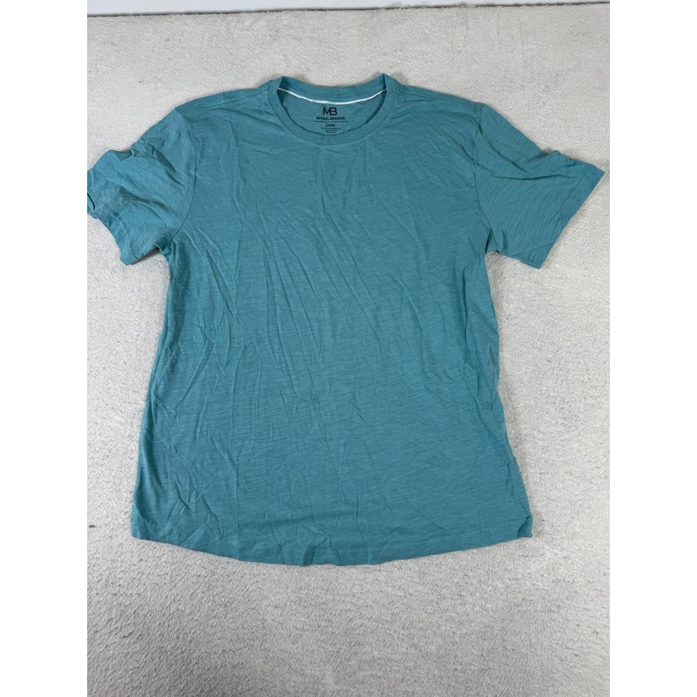 Michael Brandon T-Shirt Mens Large Teal Good Slub Cotton Short Sleeve Crew Neck